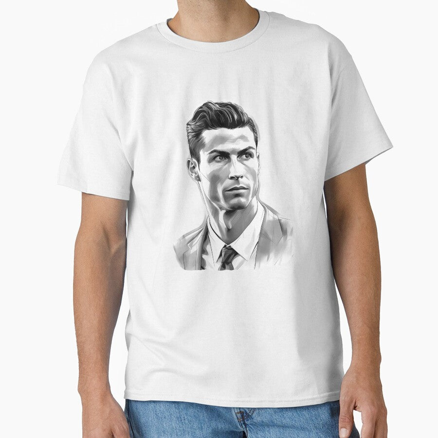 Cristiano Ronaldo lineart black and white design by Carinaprint