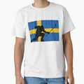 Sweden Ice Hockey Silhouette Celebration Distressed by CanvasTee