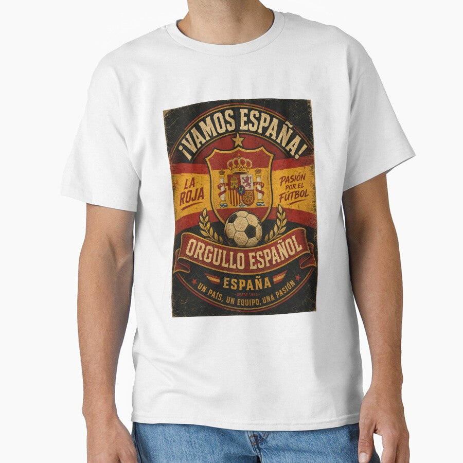Spain National Football Team Vintage Emblem, La Roja Retro Soccer Fan Badge by Jandedan