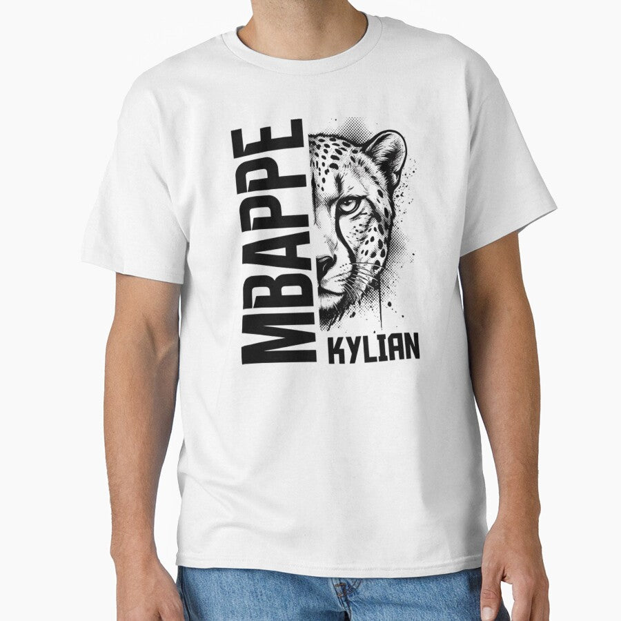 Kylian Mbappe Cheetah Mascot Black and White Soccer Graphic by Holy-Verse