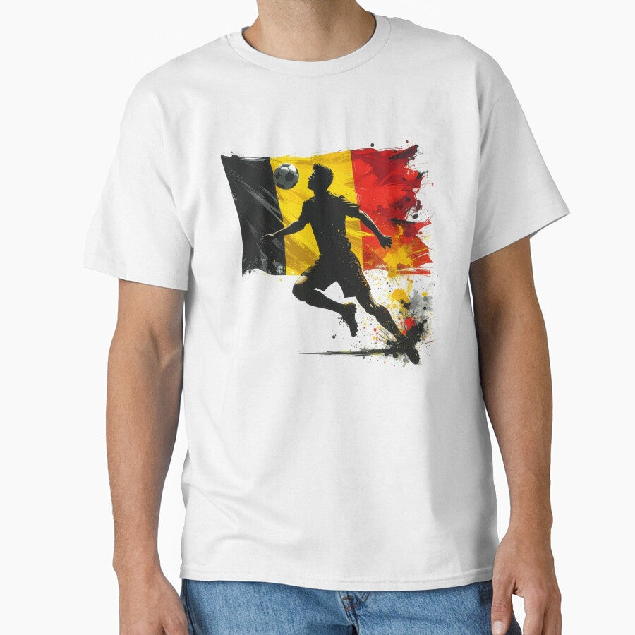 Belgium Soccer Player Art — Belgian Football Flag Action Fan Print by icemanphotos