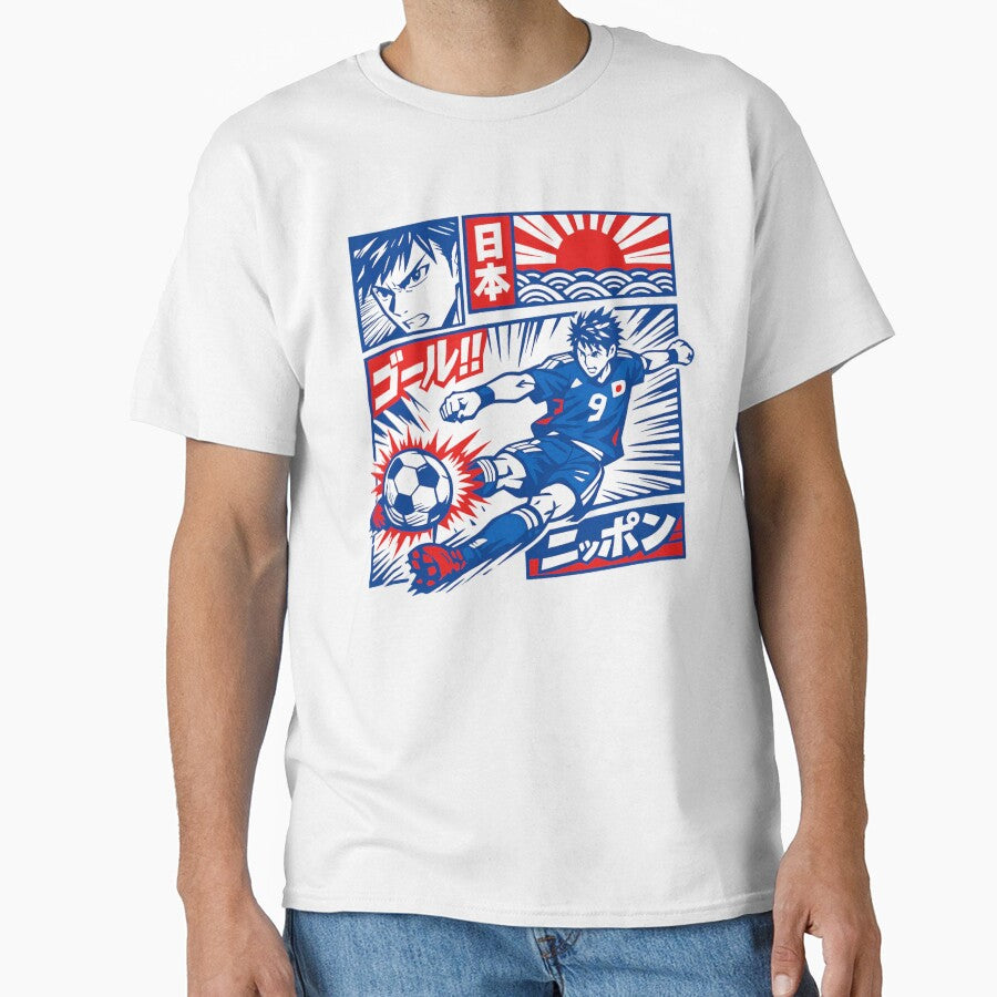 Japan Soccer Anime Shirt – Japanese Football Striker Graphic, Manga Style Goal Kick, Streetwear Japan Design by JonelCrafts