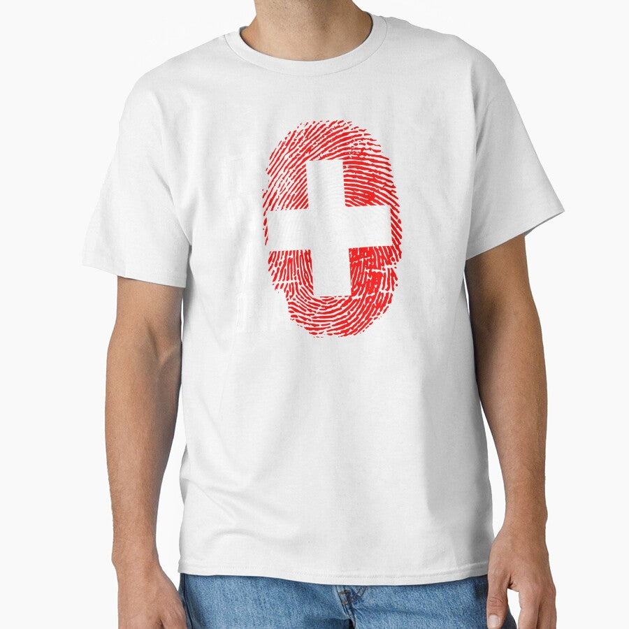 Switzerland Flag Fingerprint - It's in my DNA Swiss by PartyShirts1