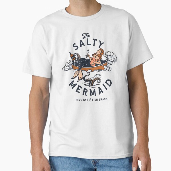 "The Salty Mermaid Dive Bar & Fish Shack" Cool Retro Mermaid Travel Design Classic T-Shirt Hoodie, Sweatshirt (Image 2)