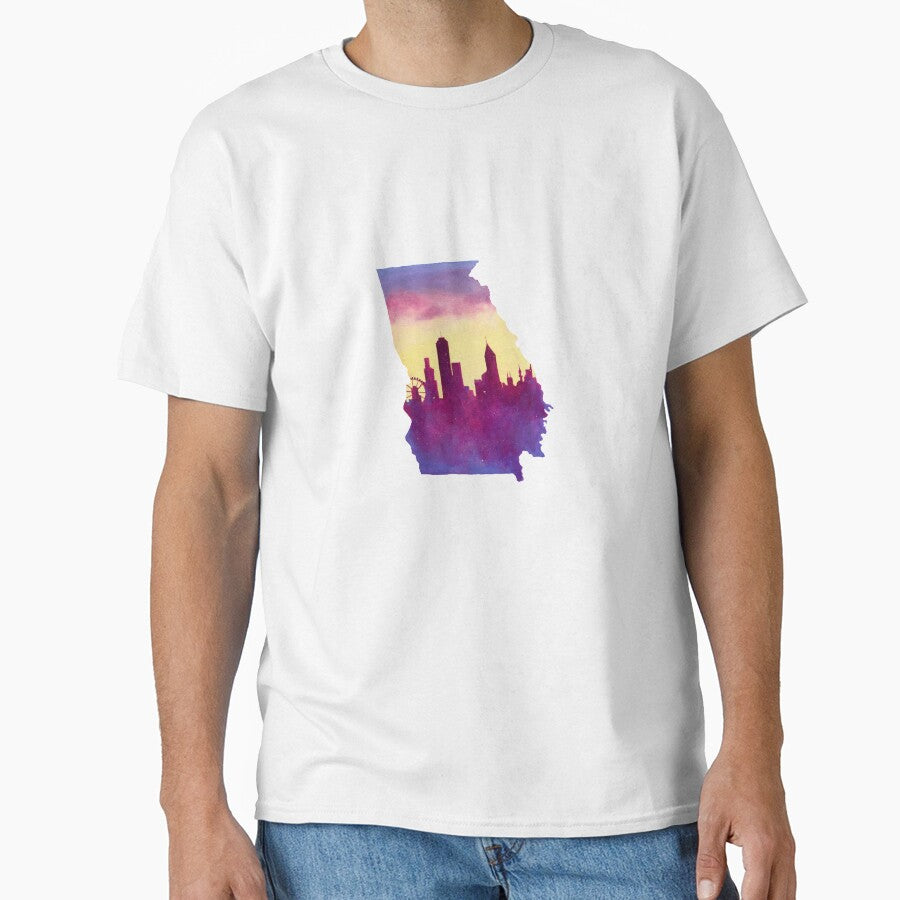 Atlanta, Georgia Skyline Double Exposure Classic T-Shirt Hoodie, Sweatshirt | PureTeeCo.com