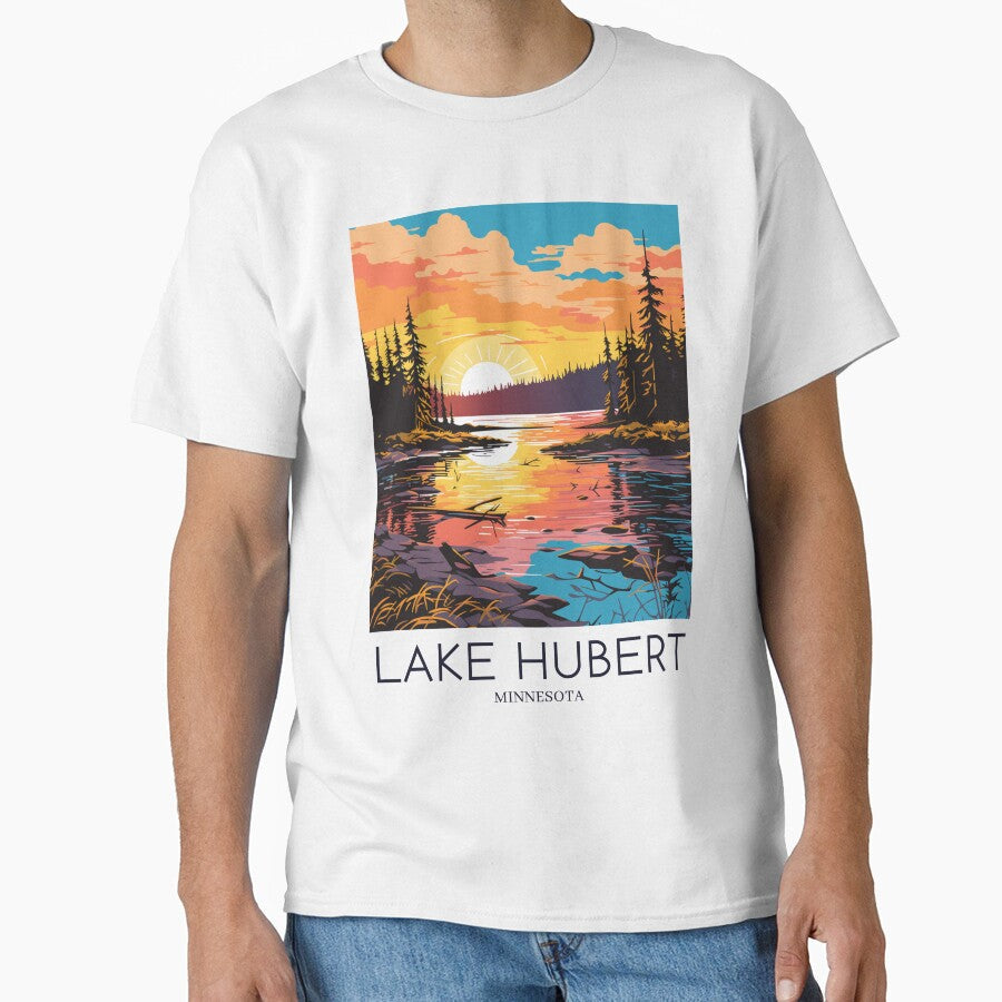 A Pop Art Travel Print of Lake Hubert - Minnesota Classic T-Shirt Hoodie, Sweatshirt | PureTeeCo.com