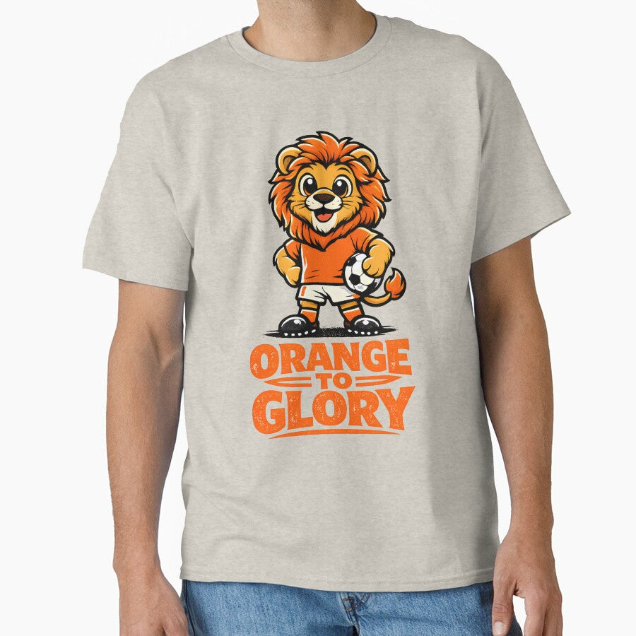 Cute Netherlands Lion Football Mascot – Orange to Glory Soccer Supporter Cartoon, Dutch Fan Sticker & T-Shirt Design by  Artistry in Motion by MADsrecreation