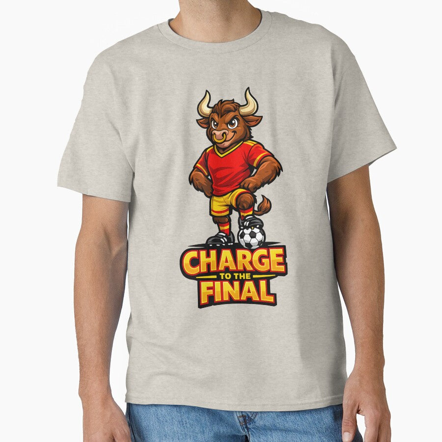 Spain Bull Soccer Mascot – Charge to the Final Football Fan T-Shirt & Sticker by  Artistry in Motion by MADsrecreation