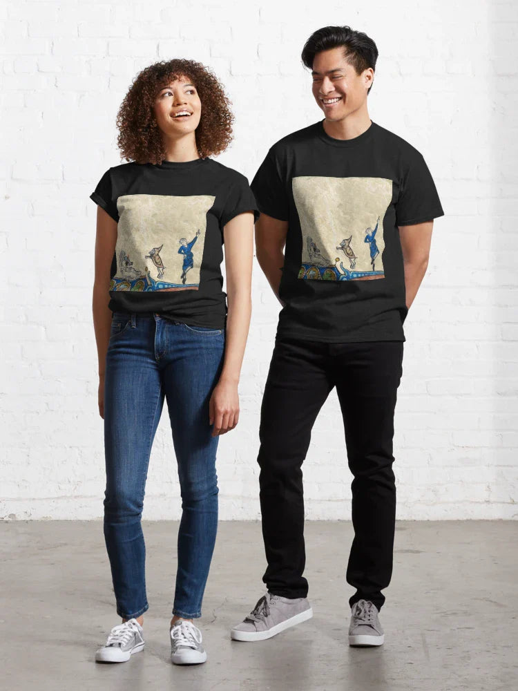 "The Maiden with the Violo, the Dancer and the Sorcerer", medieval painting 12th century AD Classic T-Shirt... (Image 1)