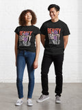 Elegant "Beauty World" Graphic Design with Purple Roses Classic T-Shirt Hoodie, Sweatshirt | PureTeeCo.com (Image 1)