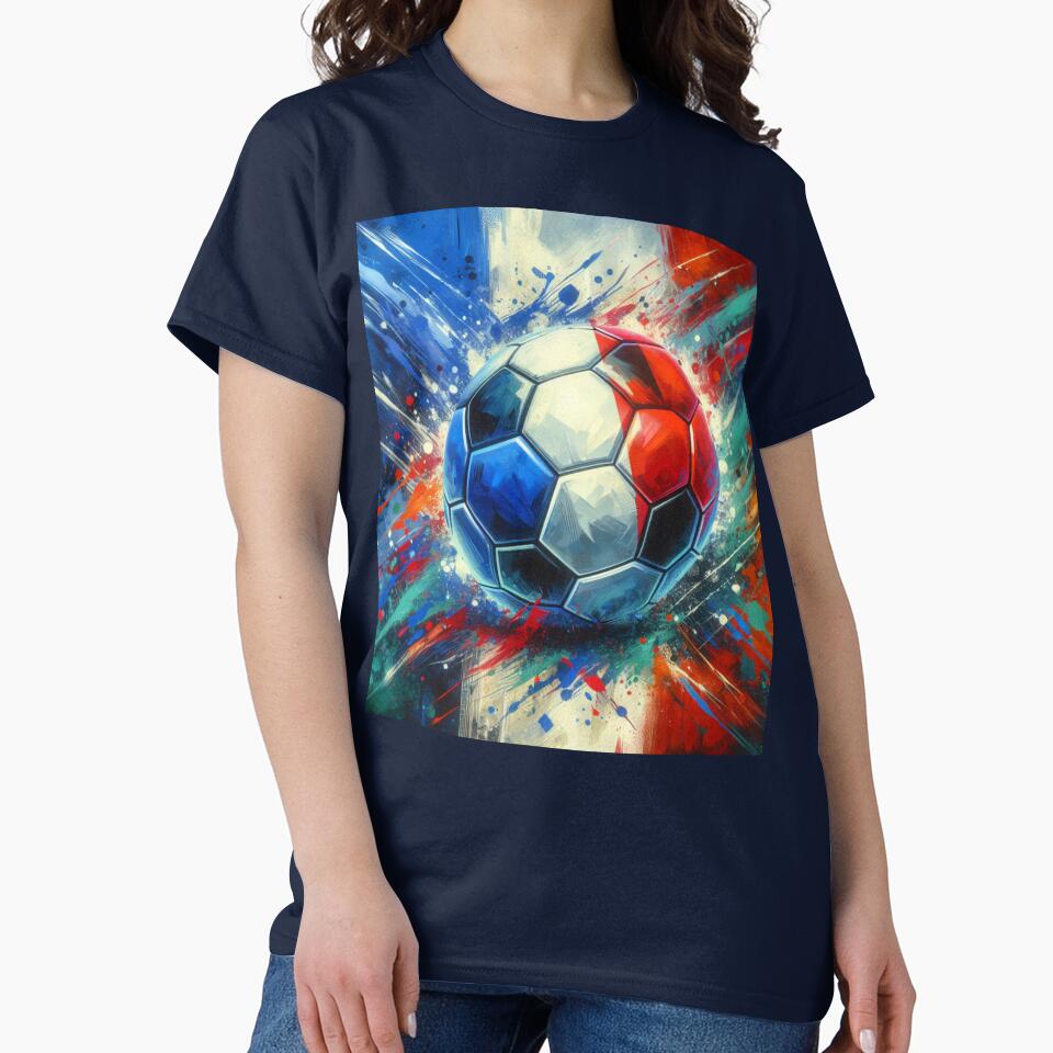 France Soccer Ball Art Dynamic Football Painting in French Flag Colors by ssmg80