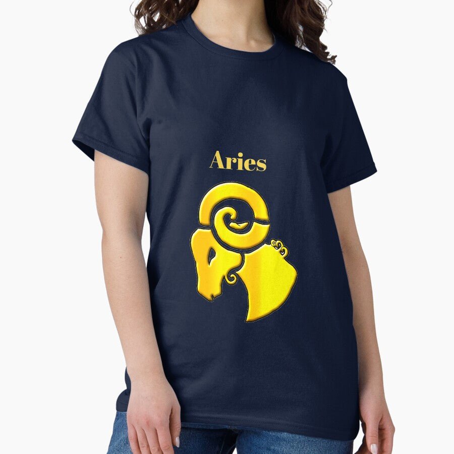 Aries Zodiac Horoscope Gold Classic T-Shirt Hoodie, Sweatshirt | PureTeeCo.com