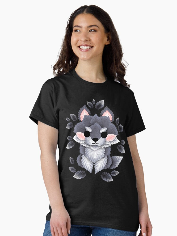 Little wolf of leaves Classic T-Shirt Hoodie, Sweatshirt | PureTeeCo.com (Image 2)