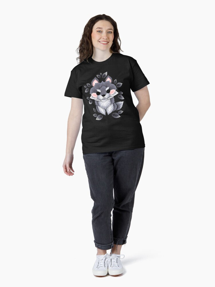 Little wolf of leaves Classic T-Shirt Hoodie, Sweatshirt | PureTeeCo.com (Image 4)