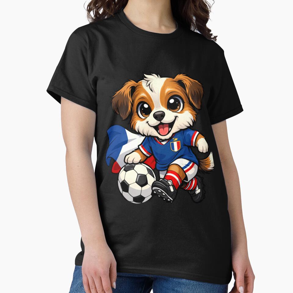 Cute French Dog Soccer Fan Puppy Football by Tsugraf Designs