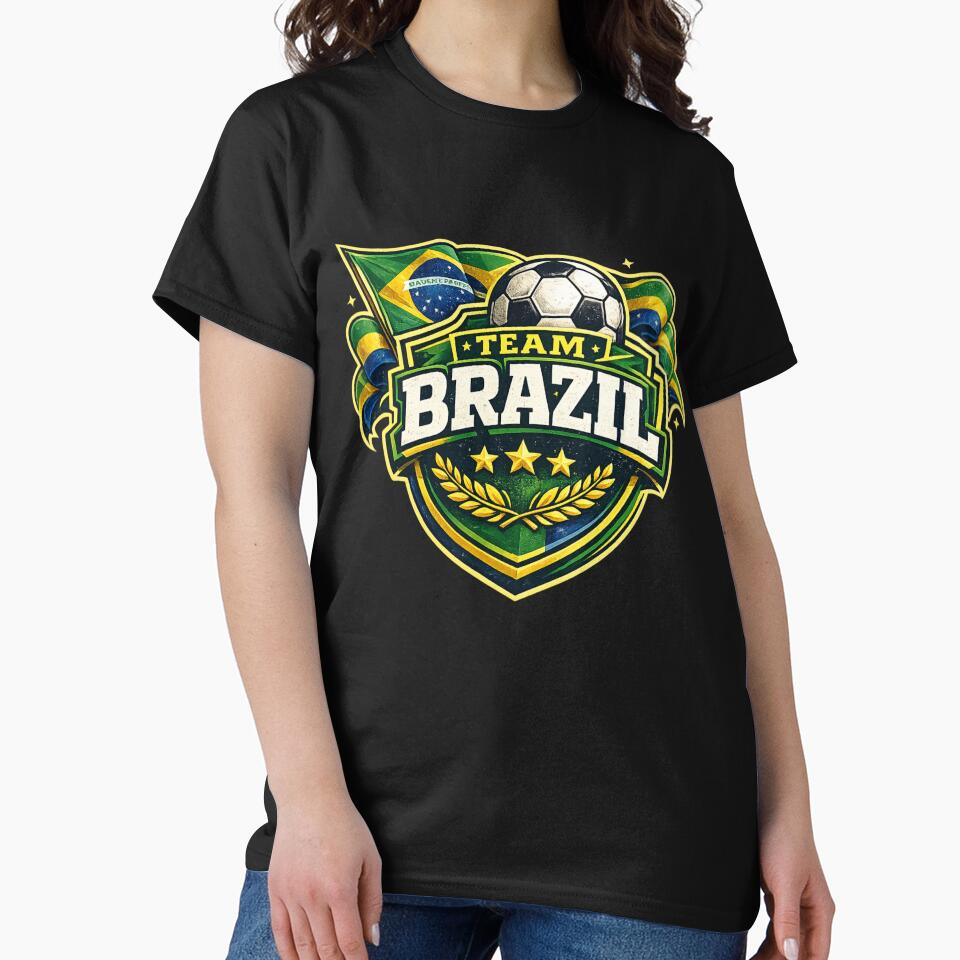 Team Brazil Soccer Crest Vintage Football by PACS0011