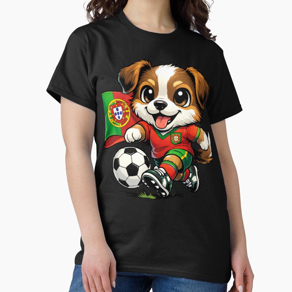 Cute Dog Portugal Soccer Fan Football Player by Tsugraf Designs