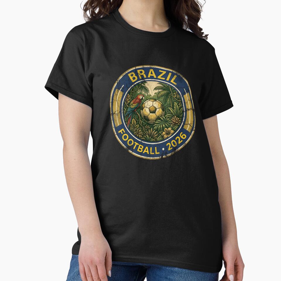 Vintage Brazil 2026 Football Tropical Jungle Crest by Imaginationbeyond