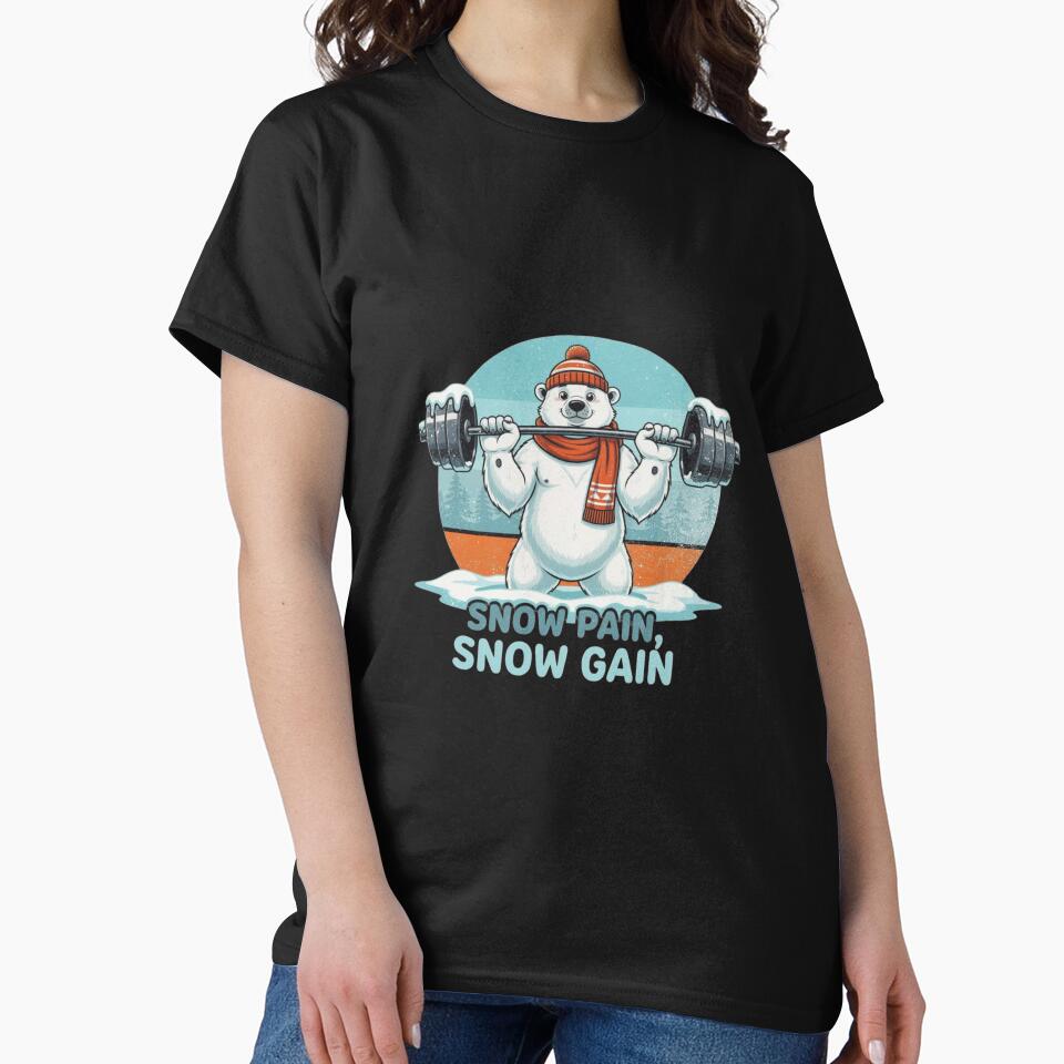 Winter Gym Polar Bear  – Funny “Snow Pain Snow Gain” Fitness Workout by Dezyra Clothing