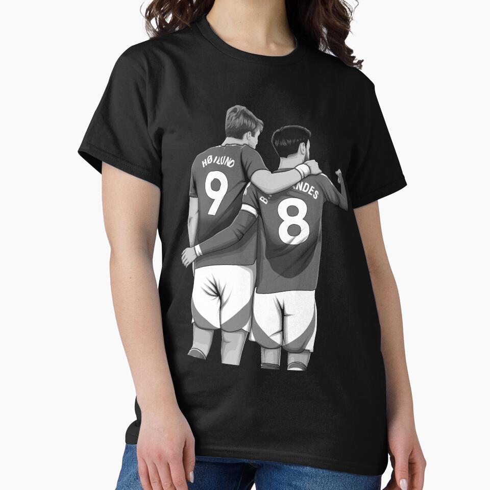 Rasmus Højlund and Bruno Fernandes Black and White Version by Aldduardo