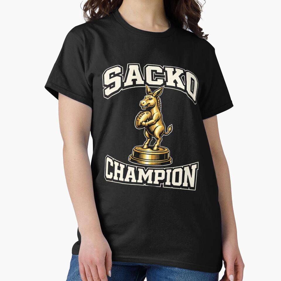 Sacko Champion Fantasy Football Shirt Funny Last Place Trophy League Loser Donkey Trophy Tee by Grayson809