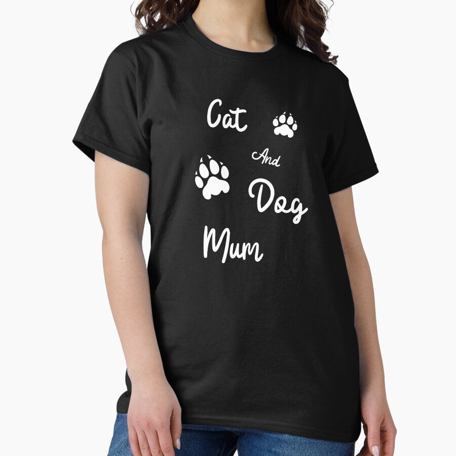 Cat and Dog Mom Kitten and Puppy Mama Kitty and Pup Mother Funny T-Shirt Classic T-Shirt Hoodie, Sweatshirt | PureTeeCo.com