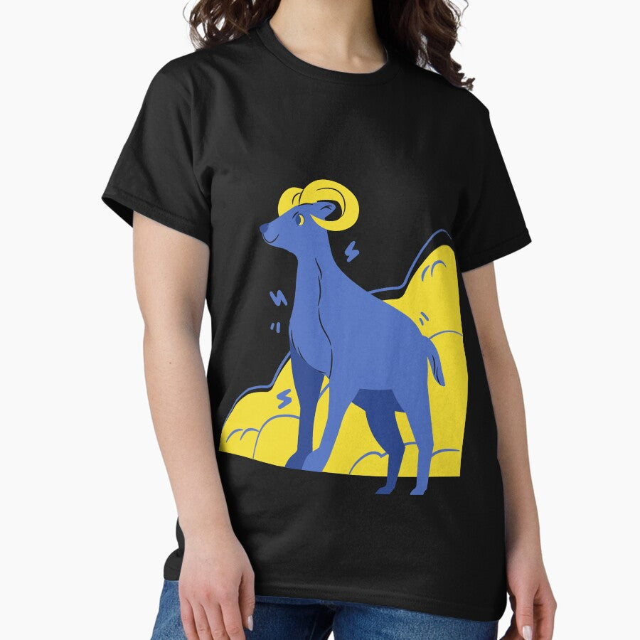 Blue Goat Yellowy Horn Classic T Shirt Hoodie, Sweatshirt | PureTeeCo.com