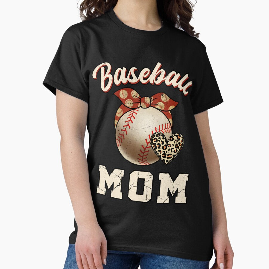 Baseball Mom Leopard Baseball Player Mother's Day Classic T-Shirt Hoodie, Sweatshirt | PureTeeCo.com