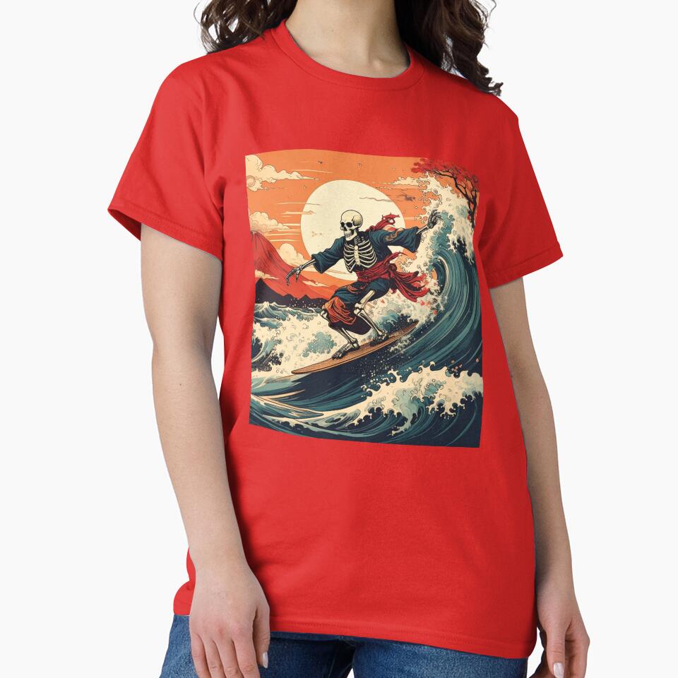 Japanese Surfing Skeleton Design in Edo Style by thelivingrp