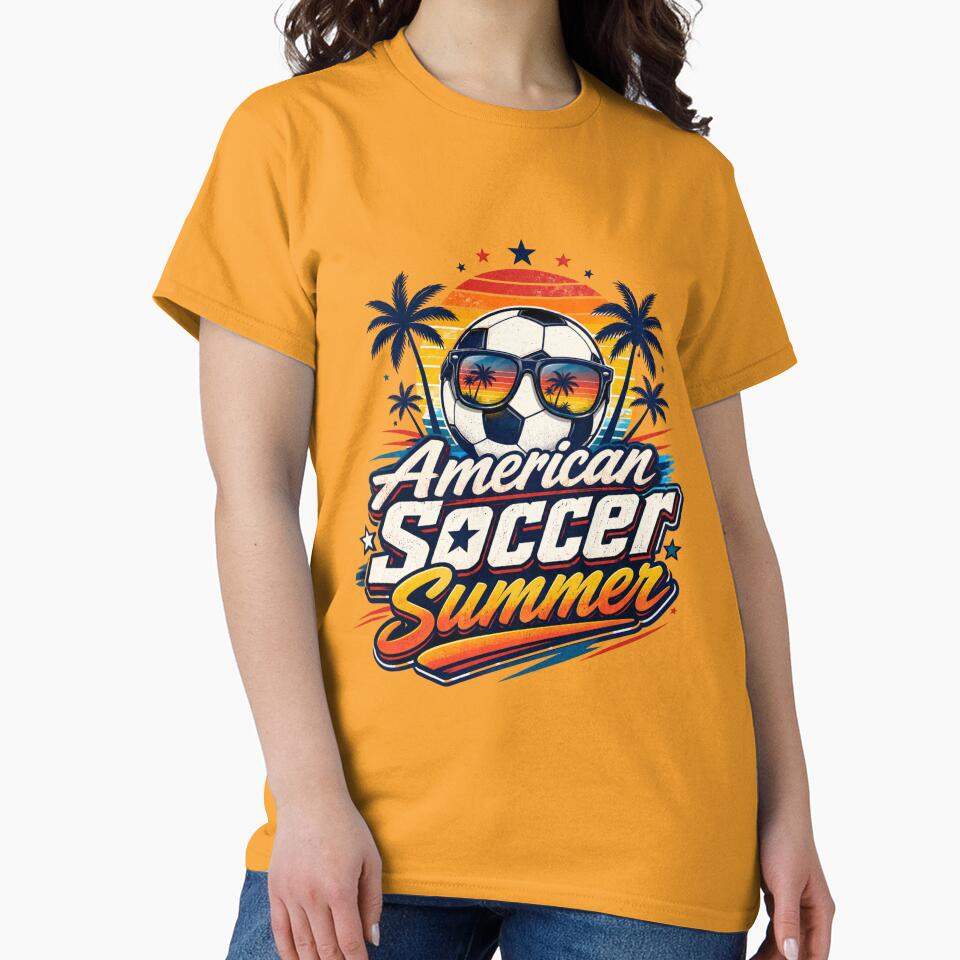 American Soccer Summer Retro Fan Design by Stickers  Designer