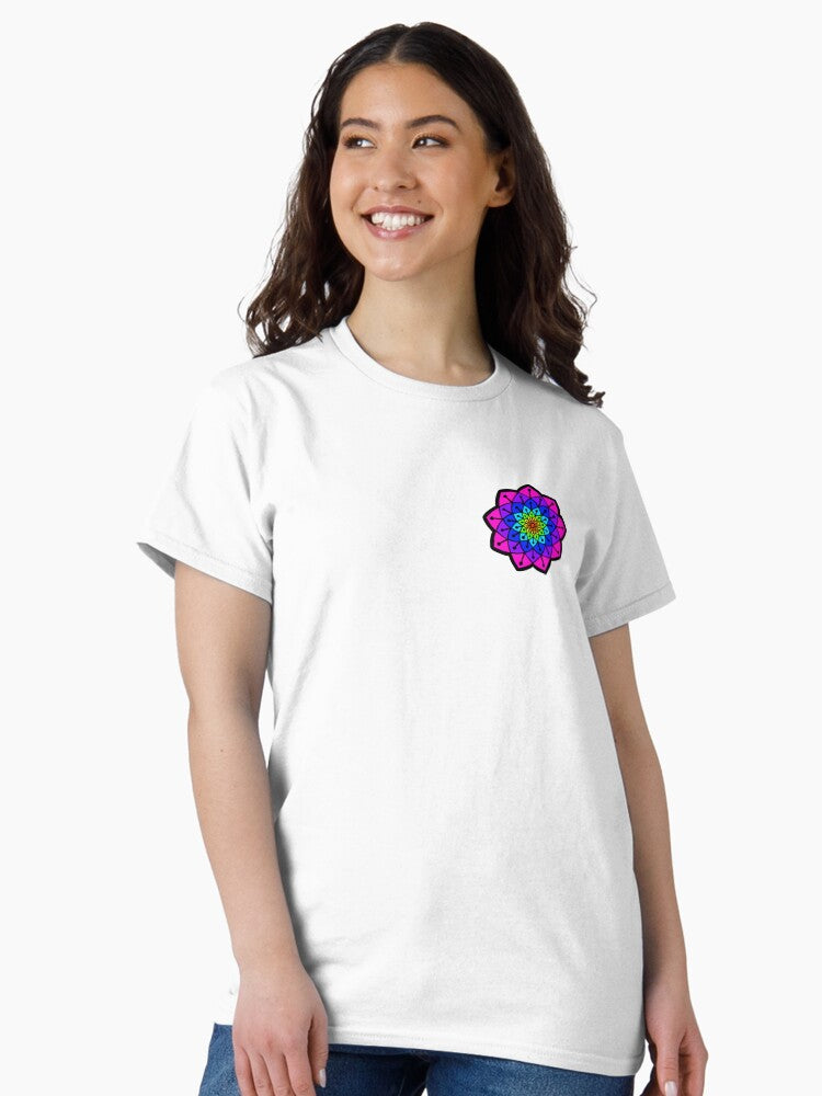Bright Rainbow Mandala Flower Classic T-Shirt Hoodie, Sweatshirt | PureTeeCo.com (Image 2)