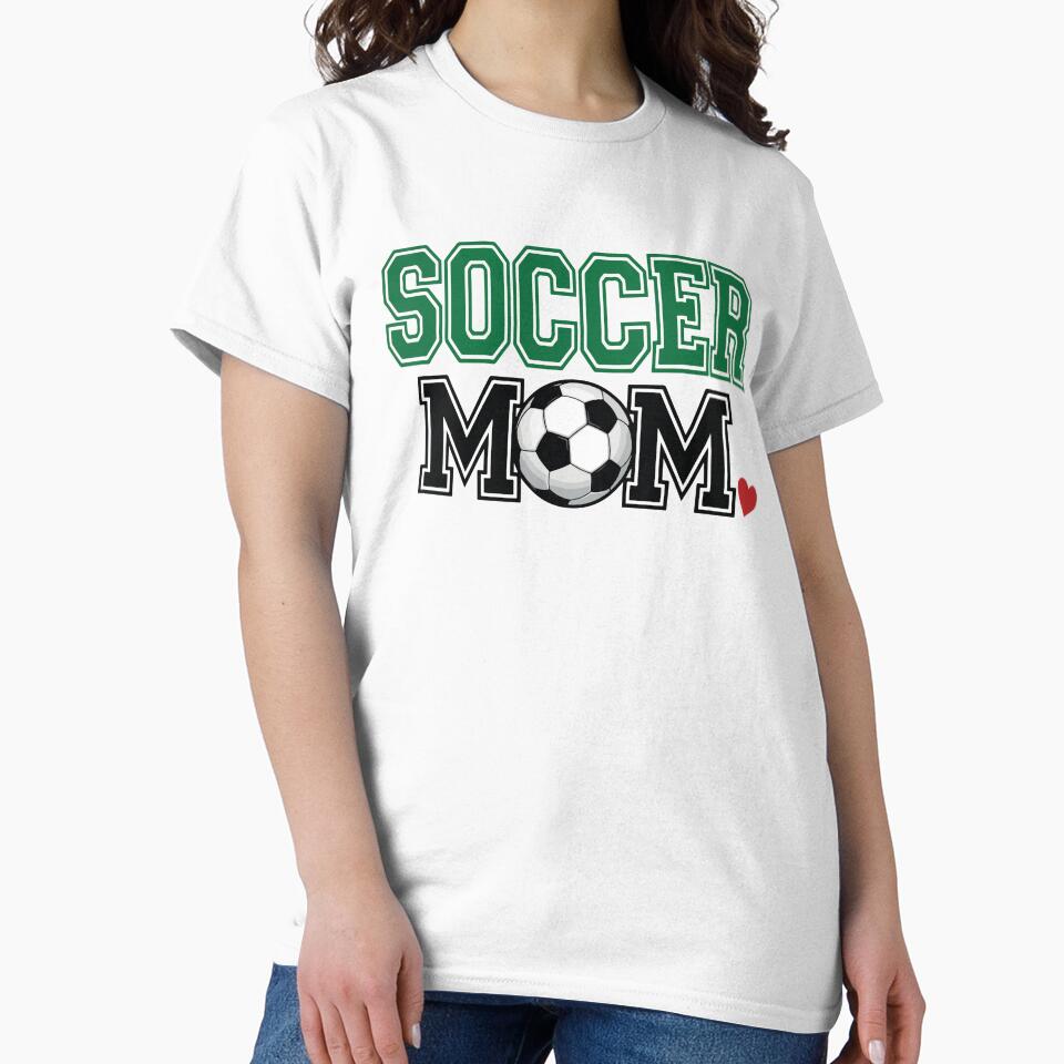 Soccer Mom Heart Green Varsity Sports Team Support Gift by 6im0