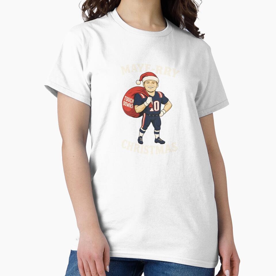 Drake Maye-Rry Funny Xmas New England Christmas Holiday Fan by DevinBooker18x