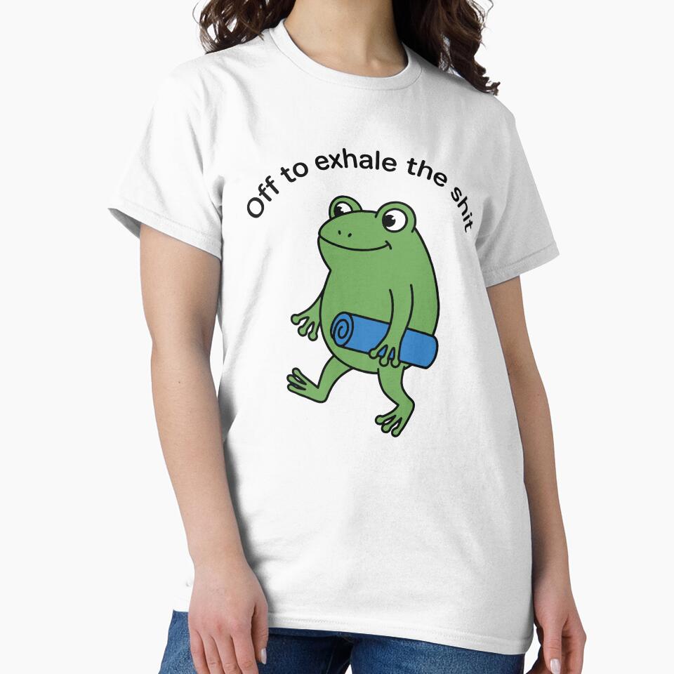 Off to exhale The Shit Funny International Yoga Day Frog Meme by gunaone-design