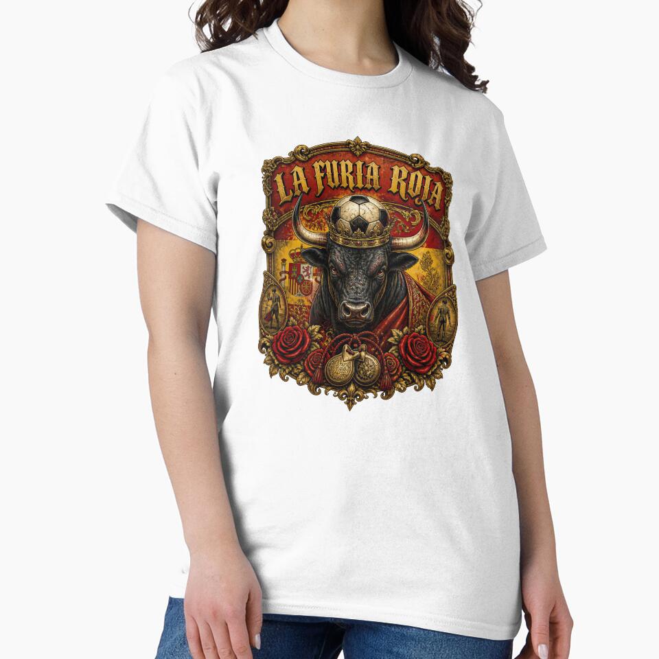 Spain Soccer Bull - La Furia Roja Vintage  Matador Football Fan T-Shirt by 18-30