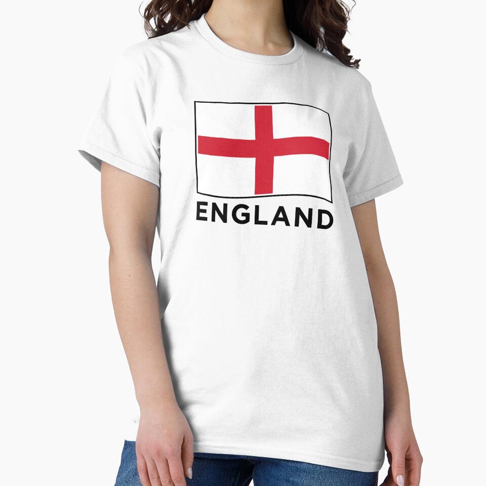 England Wave Flag (Text Under on White) by STUDIO-72