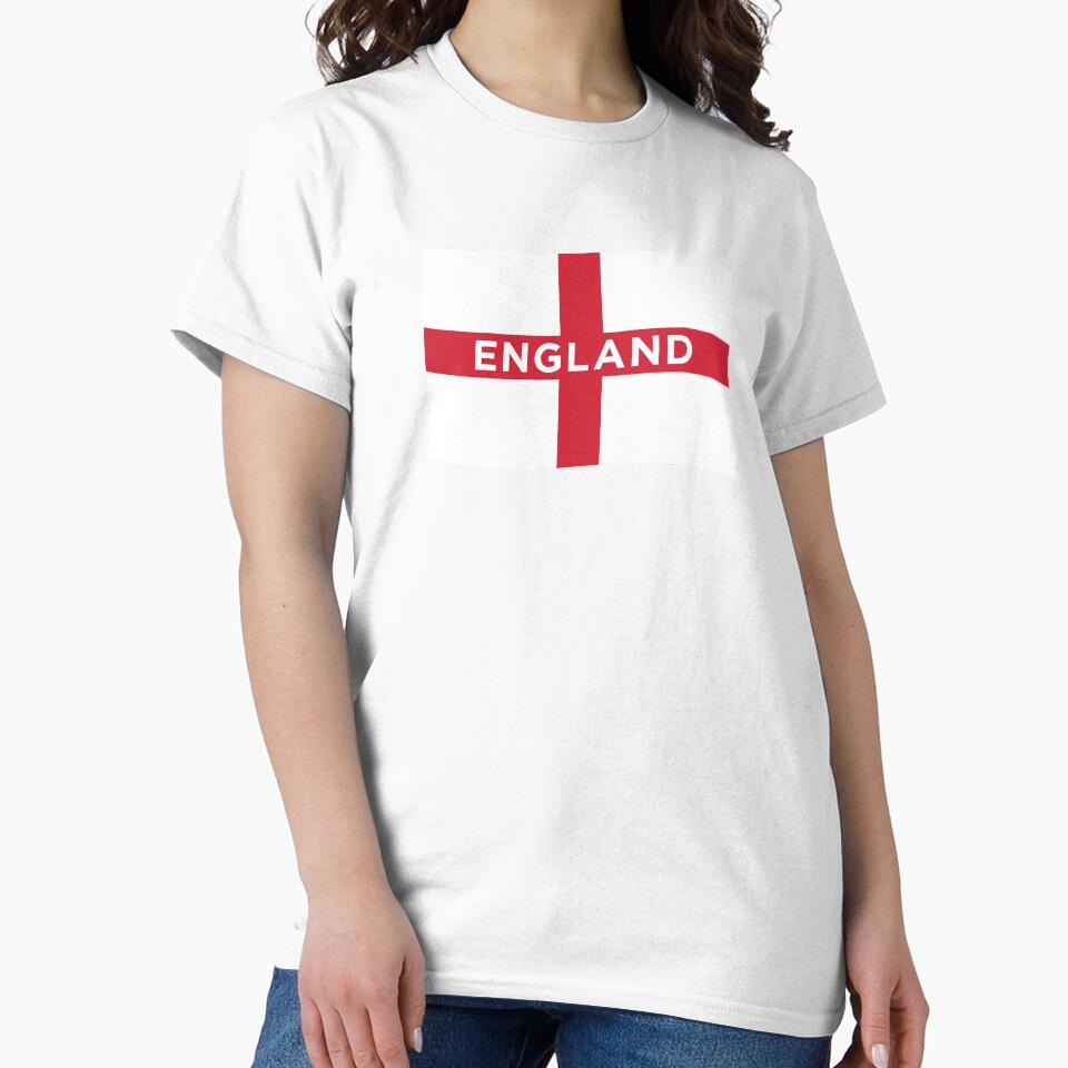 England Wave Flag With Text (On Red) by STUDIO-72