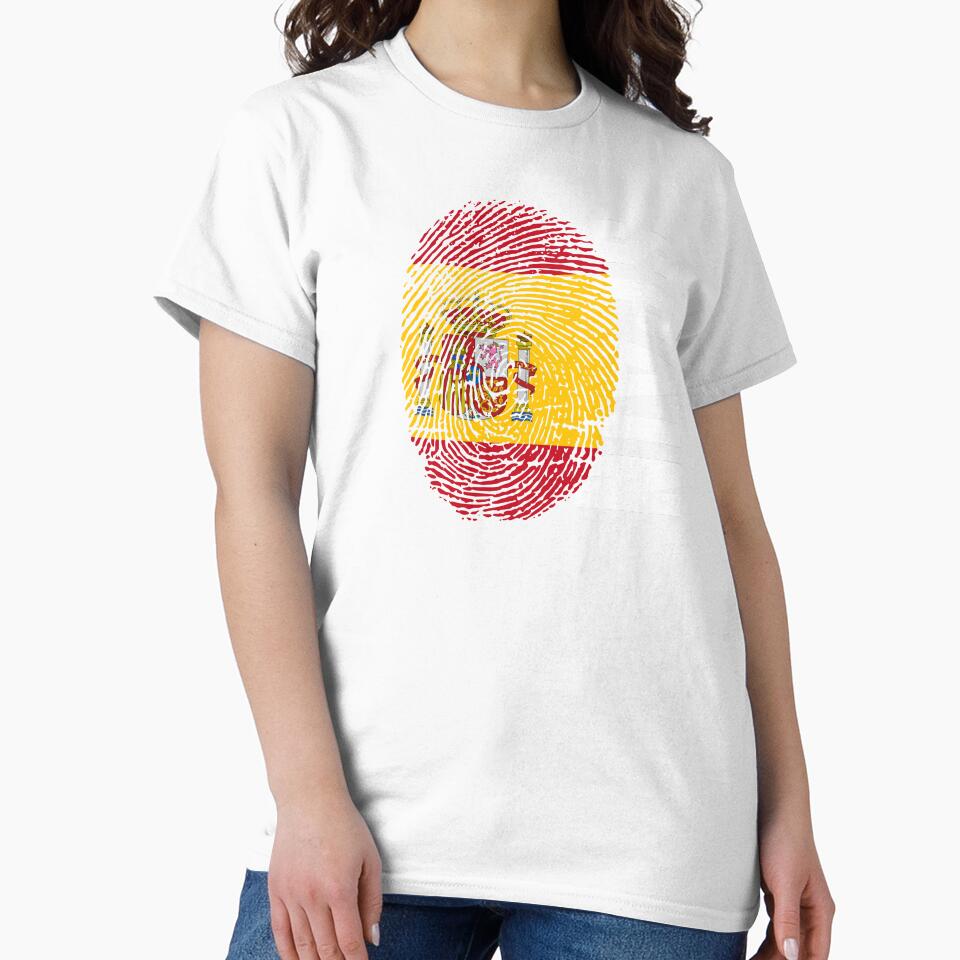 Spain Flag Fingerprint DNA Spanish by PartyShirts1