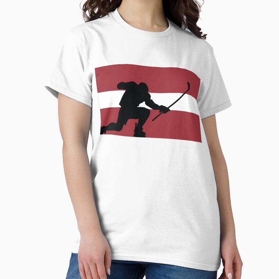 Latvia Ice Hockey Silhouette Celebration by CanvasTee