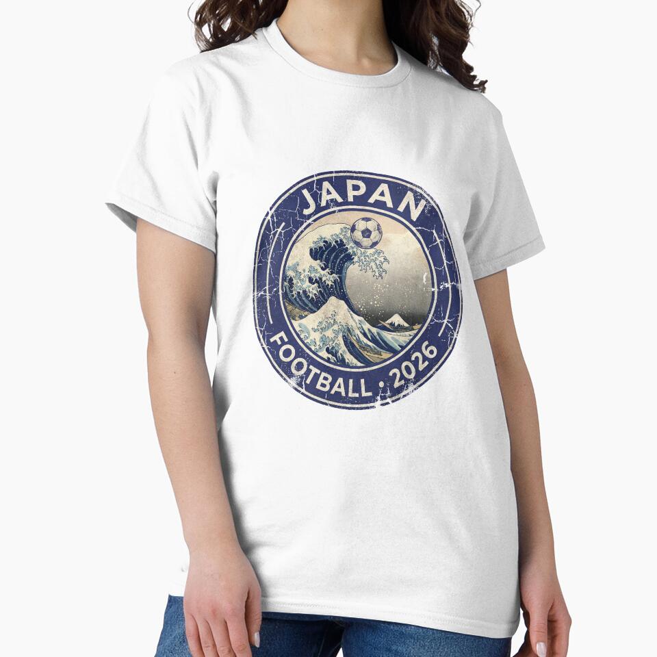 Japan 2026 Football - The Great Wave Vintage Soccer Badge by Imaginationbeyond