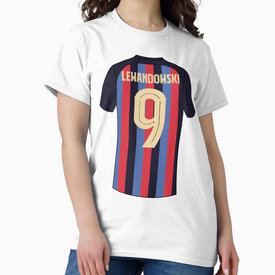 Robert Lewandowski barcelona football jersey number 9 by Justtrendytees