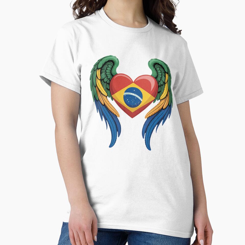 Brazil Flag Heart with Angel Wings National Pride by snowry