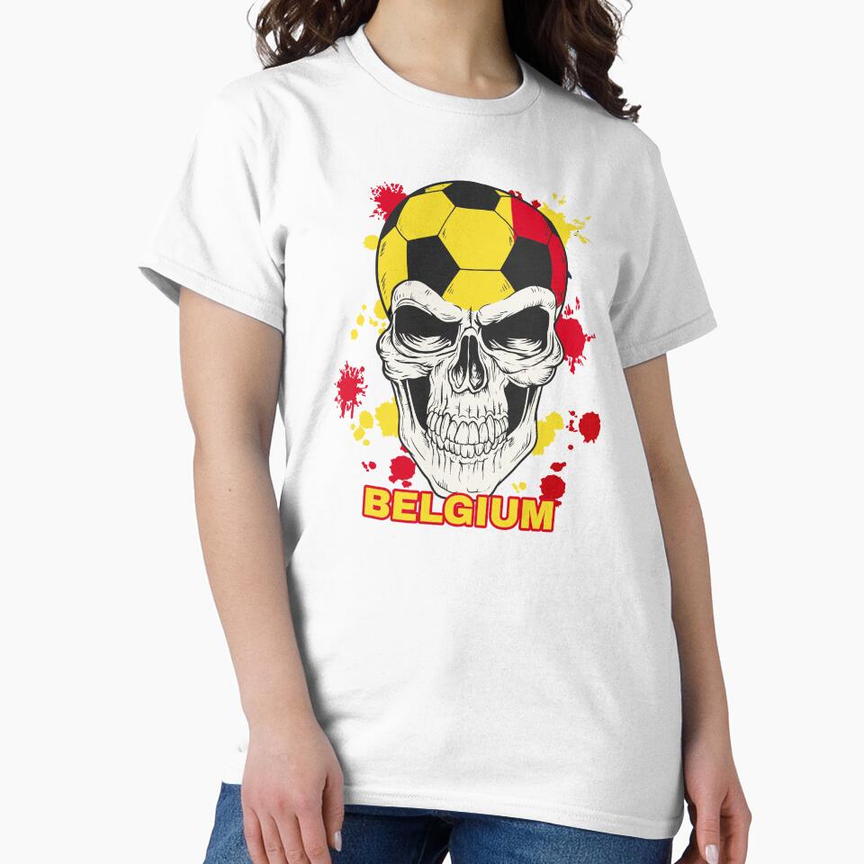 Belgium Soccer Player Belgian Flag Skull by anziehend