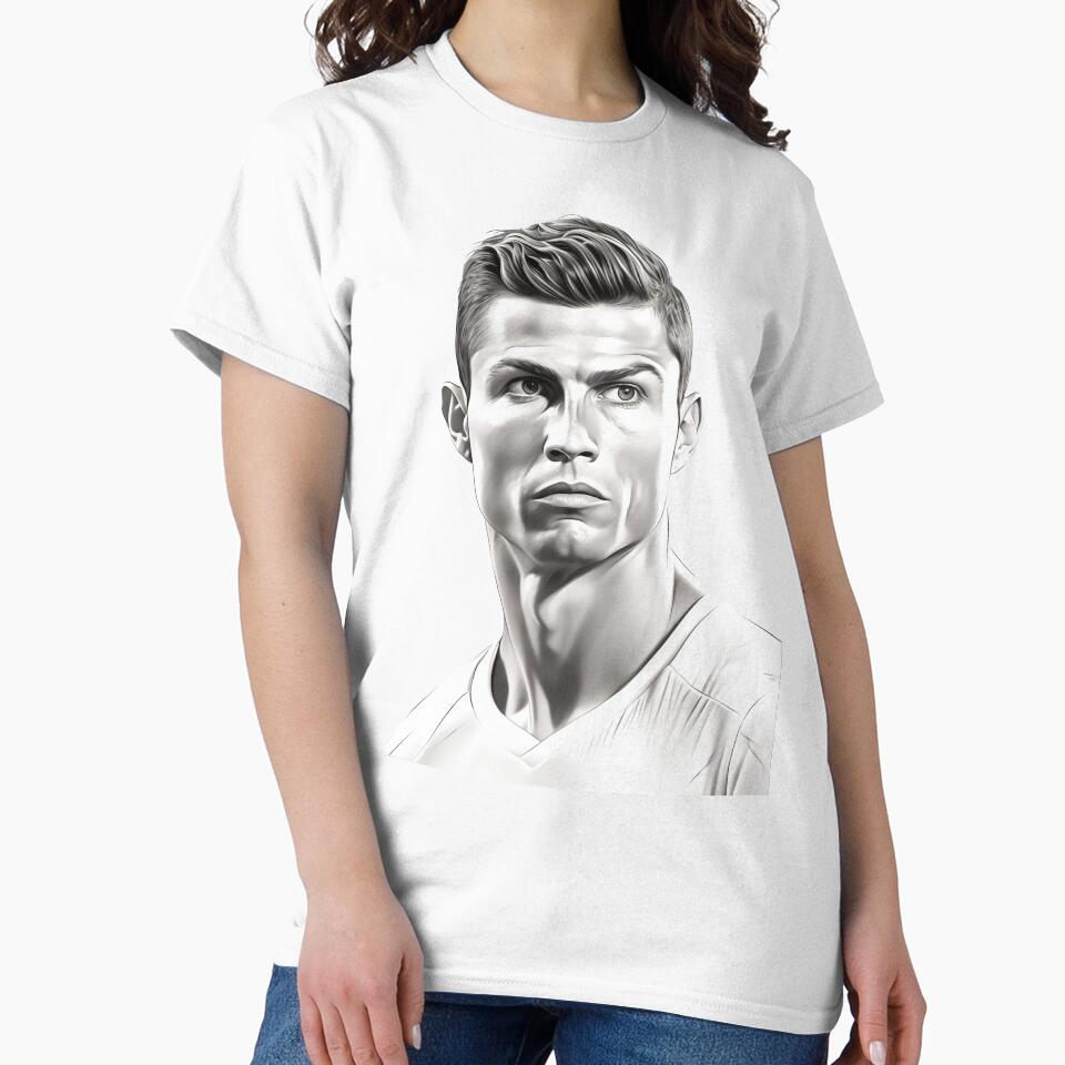 Portrait Cristiano Ronaldo black and white design by Carinaprint