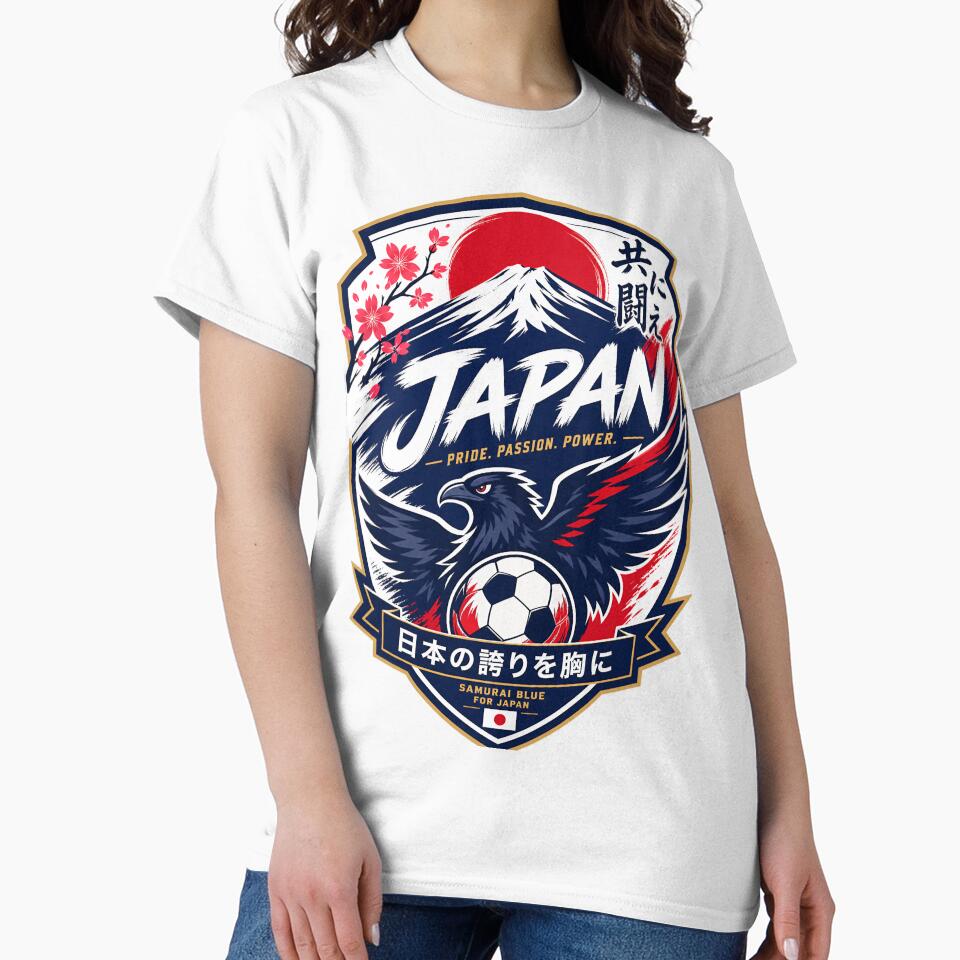 Japan Football Fans Emblem — Red & White Vector Badge Design by Jandedan