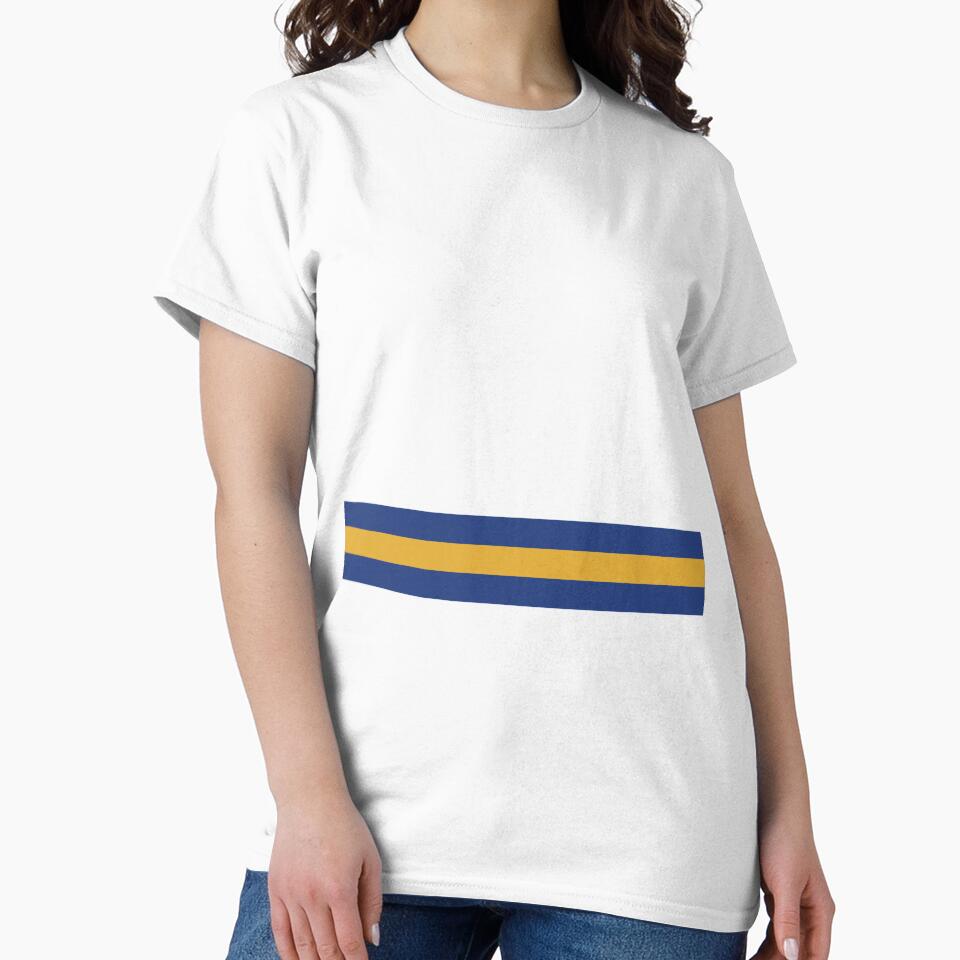Leeds United Retro 1994 Home Jersey White Yellow Blue Bar Design by Sporting Colour