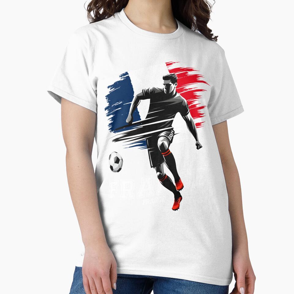 Football Soccer France French Flag Banner Player Silhouette by Infinitee8hirts