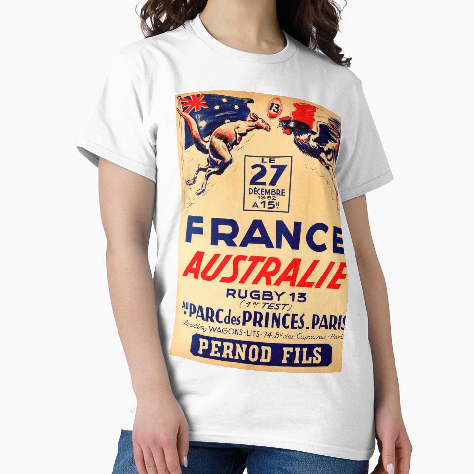 Vintage Rugby Poster | France vs Australia 1952 | Rugby League Test Match | Parc des Princes Paris | Sports Art Print by artofuniverse