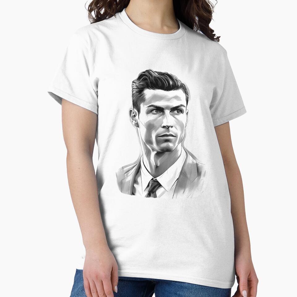 Cristiano Ronaldo lineart black and white design by Carinaprint