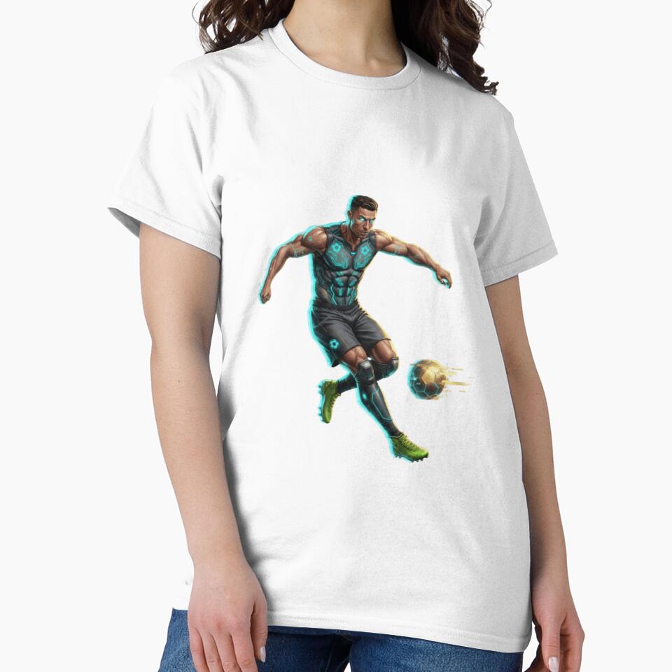 Cyberpunk Cristiano Ronaldo: Futuristic CR7 Kicking Glowing Soccer Ball Fan Art by Scorpio Art